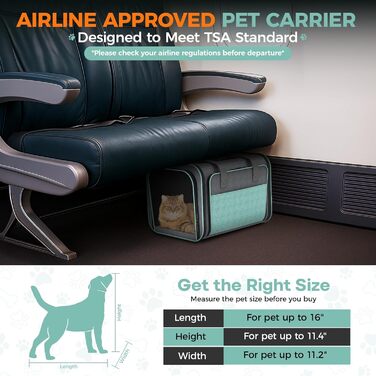 Betopet: Сумка-переноска для собак та котів, TSA-аппробована, розширювана, до 6,8 кг, 41,8 x 33 x 30,8 см