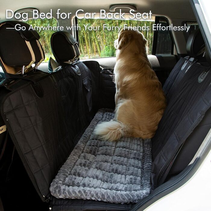 Підстилка для собак у машину, на заднє сидіння, в'язана, для подорожей, нековзна, сірого кольору (63 x 54 см)