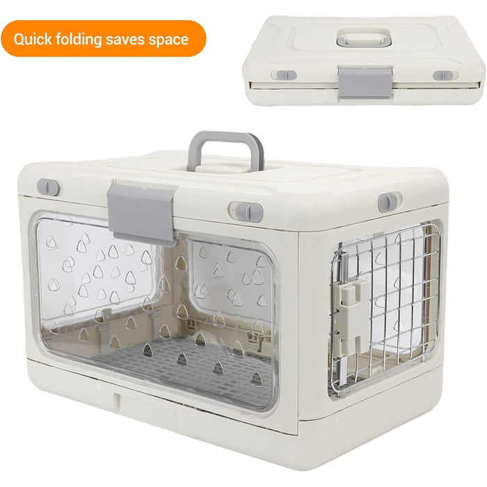 Транспортна переноска для котів Asixxsix, розкладна, прозора, з вентиляцією. Просторий пластиковий бокс для дому та подорожей