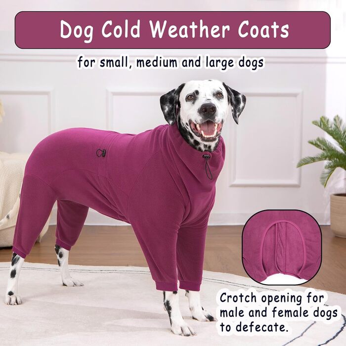 Теплий зимовий пуловер для собак Axcimond з флісу, з блискавкою, для маленьких, середніх та великих собак, тепла куртка для собак, одяг для собак, піжама для собак (M, Маджента)