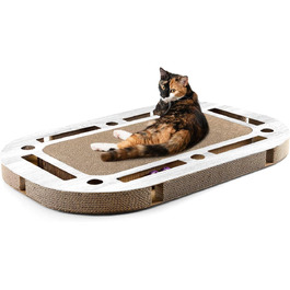 CanadianCat Company XXL ігровий майданчик для котів 85x54x5,8 см із вбудованим картонним дряпаком, котяча іграшка, світло-сіре дерево