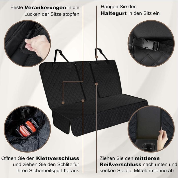 Захист для заднього сидіння автомобіля Angooni для собак - вологостійкий, неслизький, стійкий до подряпин (135×120cm) - універсальний захист для заднього сидіння 135см