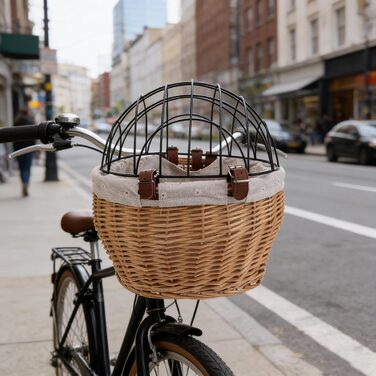Mikinona Тримач для собак і котів на велосипед, ручної роботи з лози, з ременями, для переднього кріплення