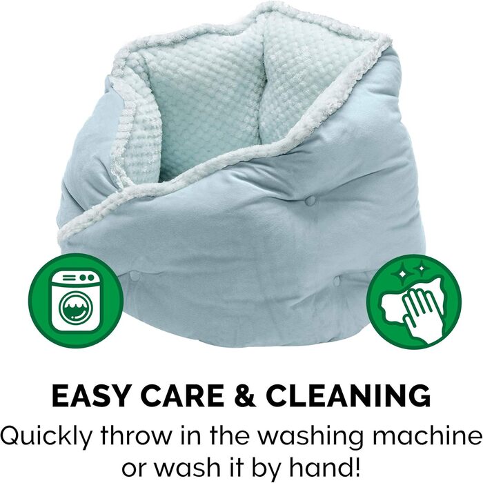 Ортопедичне ліжко для собак Furhaven, великих порід, кругле, знімний, пральний чохол, до 36,3 кг – Sherpa & Wildleder Snuggery – 111,8 см, ортопедична піна (Аквамарин, L 46 x B 46 x H 36 см, Calming Hug Nest)