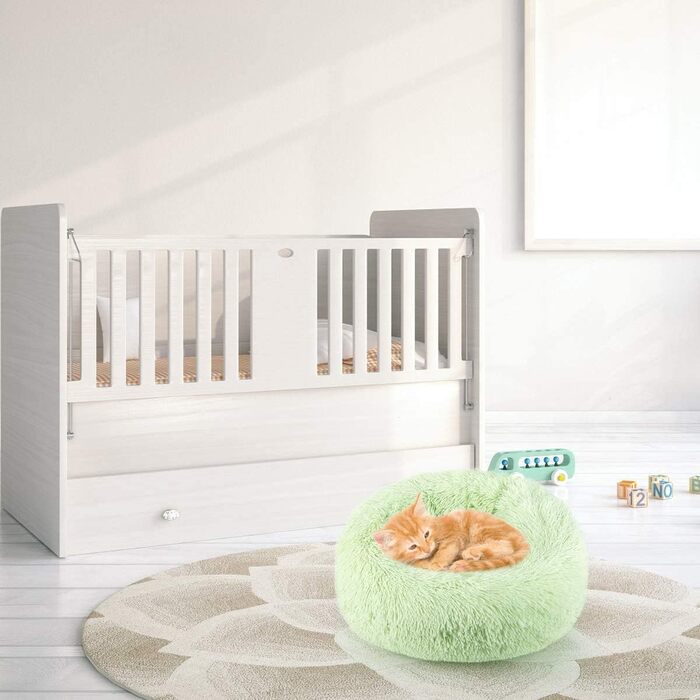 Кругле ліжко для собак та котів Donut, м'яке плюшеве, миється, 100 см, зелене