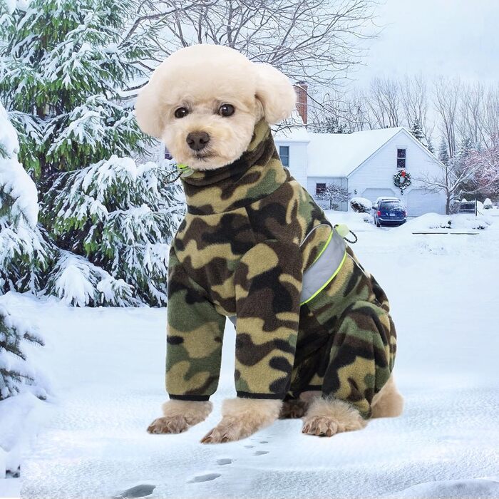 Піжама для собак з полярного флісу, тепла куртка та светр для маленьких та середніх собак, зимовий одяг для чотирилапих (X-Large, камуфляж)