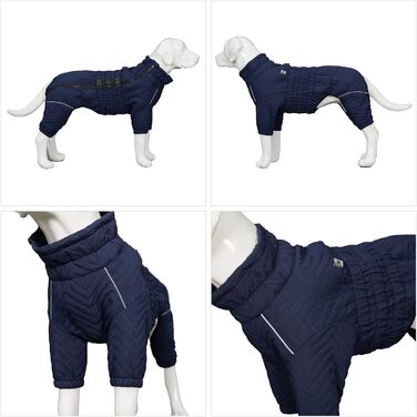 Водонепроникний теплий зимовий одяг для собак - тепла жилетка для собак з подвійним шаром, відбиваючими елементами, для активного відпочинку на вулиці, Gray XXL 2XL (back 19'), Marineblau 3XL (back 22')