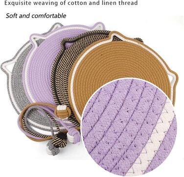 Килимок для дряпання котів Kratzwunder, з натурального бавовняного мотузка, сірий, 43x43 см