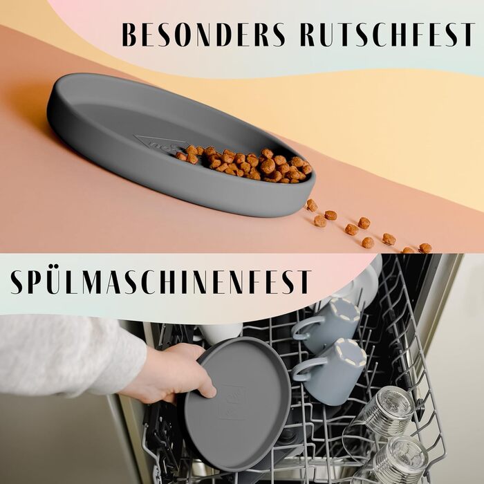 Миска для котів [Nala Collection] - широка миска для їжі | Силіконова миска | Миска для котячого корму (графітовий сірий)