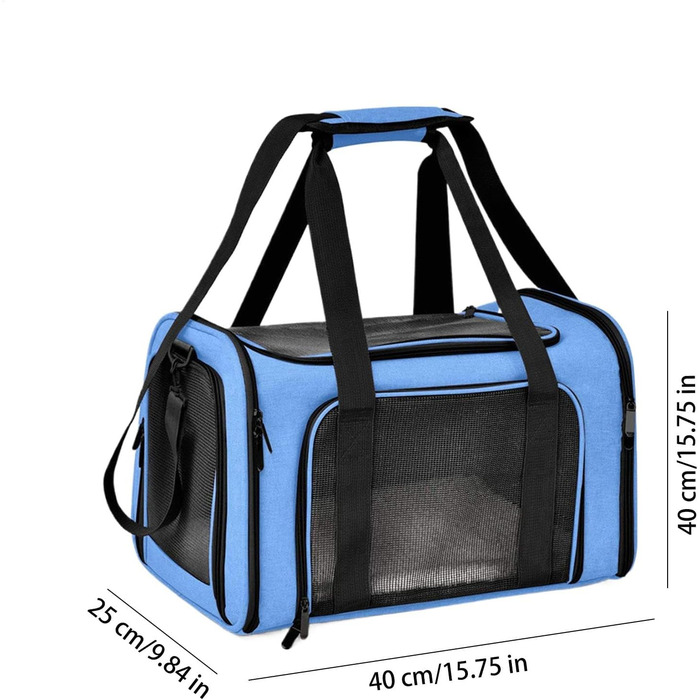 Транспортна переноска для котів та домашніх тварин, переноска для цуценят, зручна переноска для маленьких котів та собак, м'яка, дихаюча переноска для тварин (Блакитна)