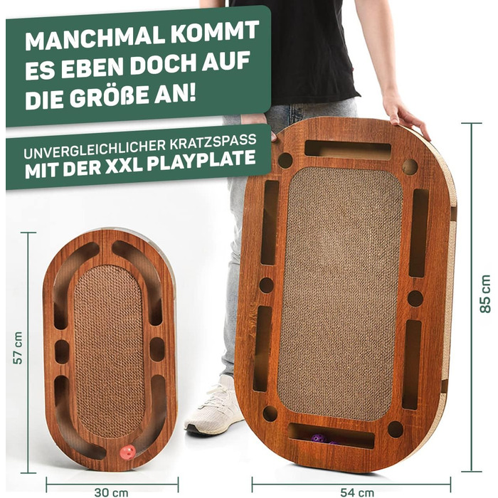 CanadianCat Company XXL ігровий майданчик для котів 85x54x5,8 см, інтерактивна когтеточка з картону в дерев’яному стилі