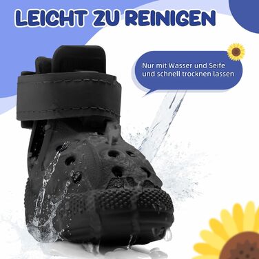 Черевики для собак SlowTon: дихаючі, неслизькі літні сандалі для собак з світловідбиваючими смугами, чорні, розмір 5