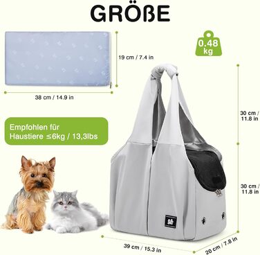 Сумка-переноска для собак та котів ALLSOPETS – легка, дихаюча, для подорожей та відпочинку (Сріблясто-сірий)