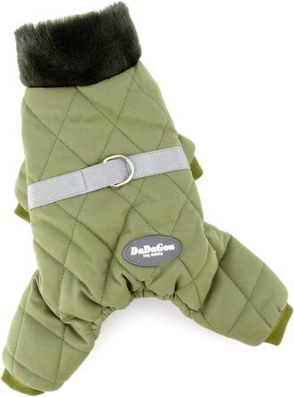 PAIDEFUL Зимовий теплий одяг для собак, з флісовою підкладкою, стежка з світловідбиваючим поясом, комбінезон на 4 лапи, пухнастий комір, м'який, вітронепроникний, для осені та зими, цуценята, теплий одяг, XL: спинка 35см, груди 47см (XXL: спинка 40см, гру