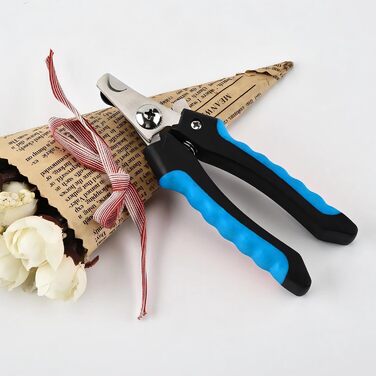 Набір для стрижки нігтів для собак та котів Jisong, з захистом від надмірного стриження, гостра клинка, блокування, безкоштовна пилка, великий розмір, професійні інструменти для грумінгу. Синій / Чорний