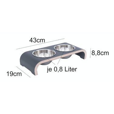 Набір мисок для собак MilaCasa - 2 шт. Підвищені миски для корму та води для собак - сірий колір