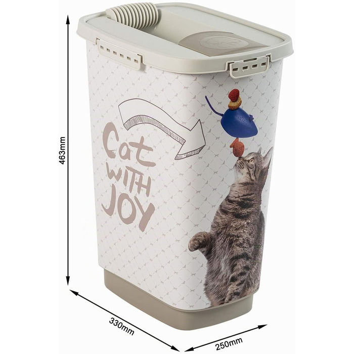 Контейнер для корму котів Rotho MyPet Cody 25л з кришкою та дозатором, пластик BPA-free, антрацит/білий