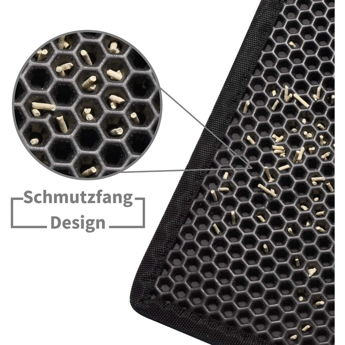 Килимок для котячого туалету Pieviev Katzenklo Matte з дизайном у вигляді стільових сот, сірий (76x61 см) / чорний (61x38 см)