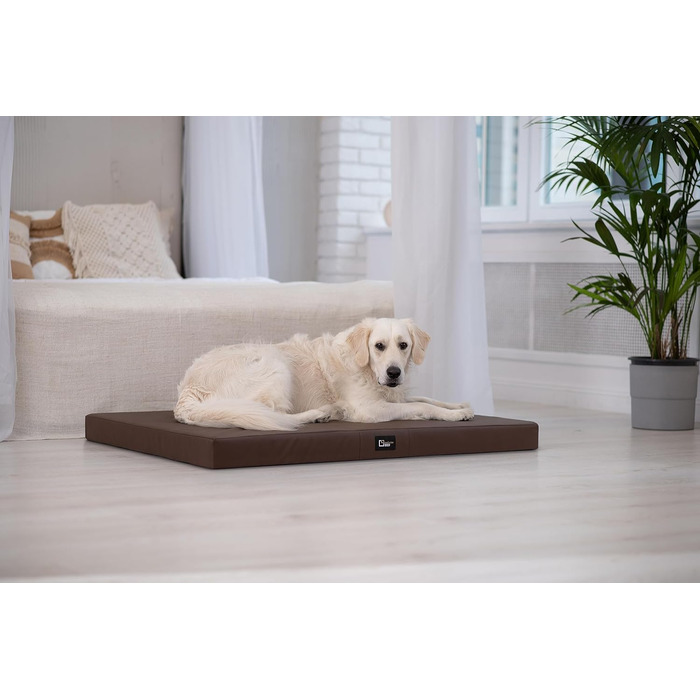 Килимок для собак Tina Grosse: великий, середній та маленький - м'яке ліжко для собак з еко-шкіри. Легко миється, водонепроникний, м'який, довговічний, стійкий до зношування та розривів (XL, 100x80x8 см, Коричневий)