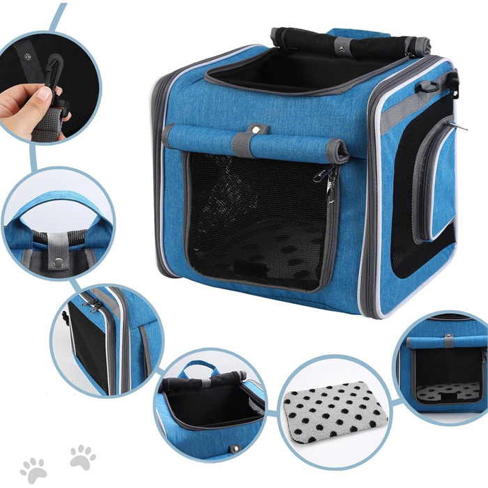 Корзина для велосипеда для собак – переносна сумка для тварин, розширювана переносна сумка для тварин, м'які боки, сумки для тварин, для покупок, пікніків, щоденних поїздок, на відкритому повітрі, поліестер