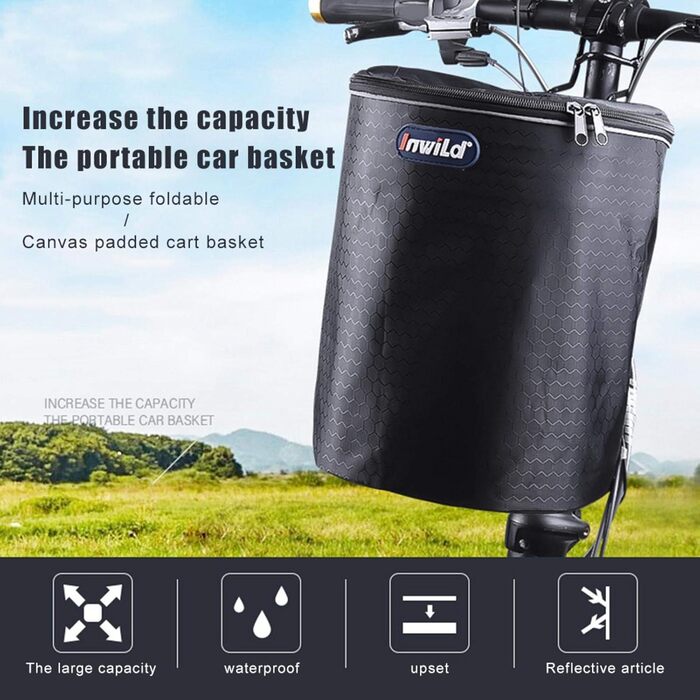 Кошик на кермо велосипеда, самокату: знімний, водовідштовхуючий, складний. Розміри: 23.5x22 см, 23,5 * 28 см. Підходить для велосипедів, самокатів, баланс-біків.