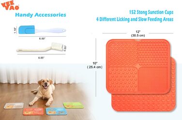 Килимок для собак великих порід VEEVAO XL, 30,5 x 25,4 см, силікон харчового класу, з присосками, для заспокоєння, проти нудьги, колір кораловий
