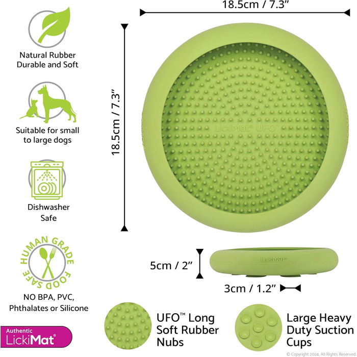 LickiMat UFO - годівниця для тварин, натуральний каучук, зелена, для повільного годування