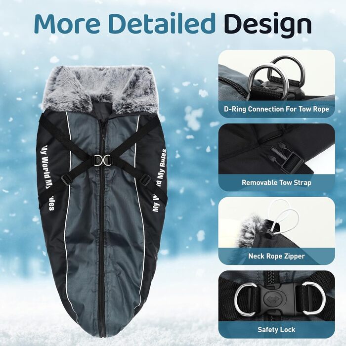 Зимовий теплий куртка для собак, водонепроникний, з кріпленням для повідка, для середніх собак (2XL)