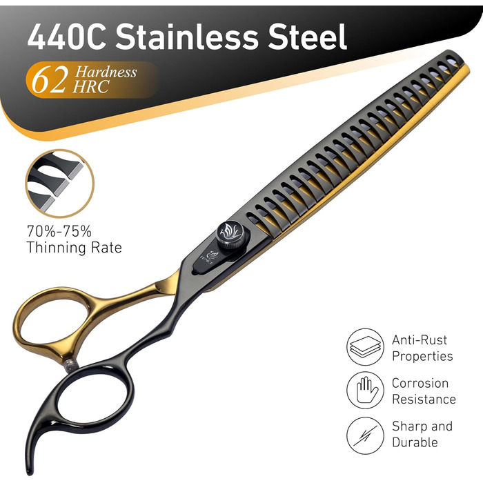 Професійна фенческа ножиця для грумінгу собак Fenice Peak 8 дюймів (440C)