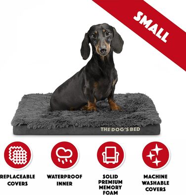 Ортопедичне ліжко для собак, велике, з штучного хутра, 101 x 64 x 10 см, вологостійке, з Memory Foam (матрац 71 x 48 x 5 см, сіре хутро)