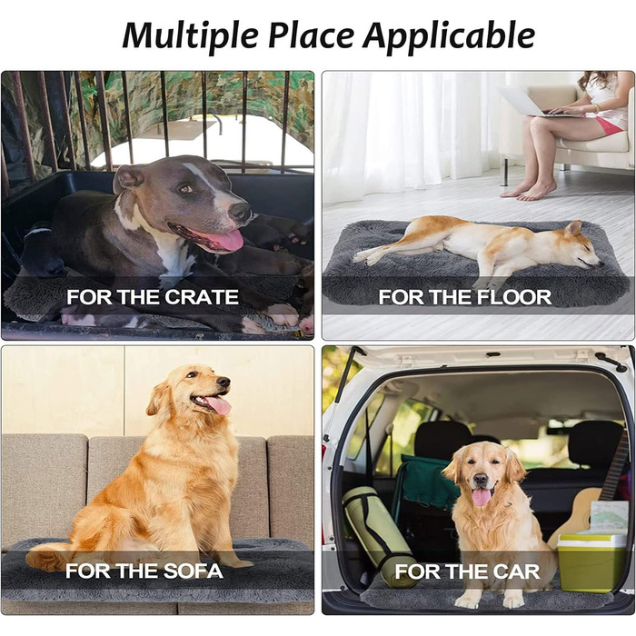 М'яке плюшеве ліжко для собак, розмір M, велике, ліжко для собак, матрац, можна прати, пухнасте, затишне, подушка для собак, заспокійливе ліжко для котів та собак, килимок (XXL-110 x 80 см, світло-зелений)