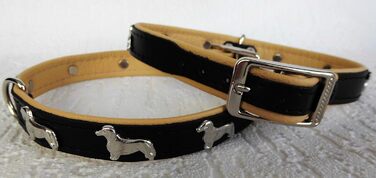 Льорочок для собак DACKEL, шкіряний, обхват шиї 28-32см, 30-36см, 36-41см, Чорний - Бежевий, НОВИЙ