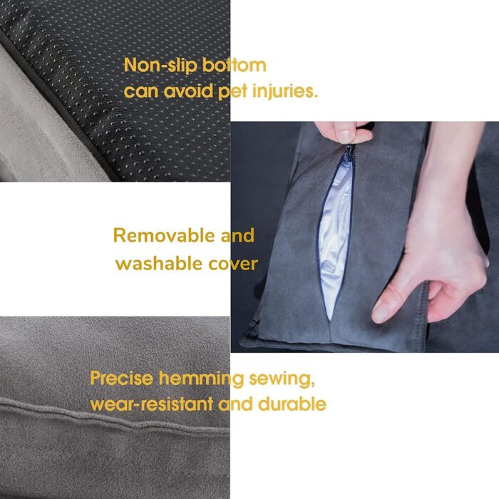 Ортопедичне ліжко для собак HomeConic середнього розміру - м'яке диван-ліжко з Memory Foam, зручне місце для сну, ліжко для собак та котів, сірого кольору