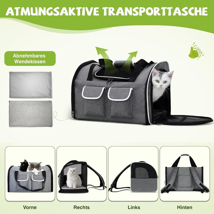 Рюкзак-переноска для котів та собак ALLSOPETS, до 10 кг, сірий, L