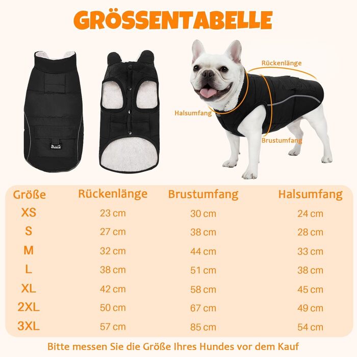 Зимовий одяг для собак SlowTon: теплий пуховий одяг для собак, куртка від снігу з відбиваючими смужками та кишенями, водонепроникний жилет для маленьких та середніх собак, чорний, розмір S