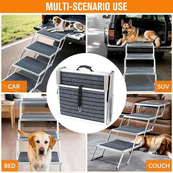 Східці для собак 4-ступінчасті, широкі (50,8 см), легкі алюмінієві - для SUV/LKW/Auto та високі ліжка, до 90 кг