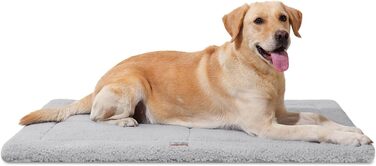 Практичне собаче ліжко для великих собак, 111.8 x 81.3 см, сіре. Зручне, м'яке, для дому та вулиці, двостороннє, з м'яким наповнювачем.