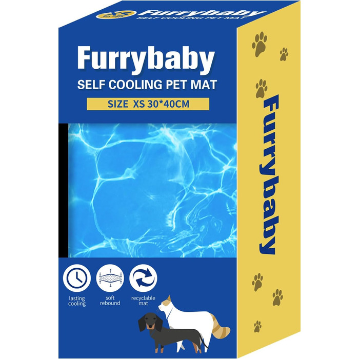 Furrybaby охолоджувальний килимок для собак, великий гелевий килим самохолоджуючий для домашніх тварин, не потребує додаткового охолодження, для дому, вулиці та авто, квадратні хвилі, 30x40 см