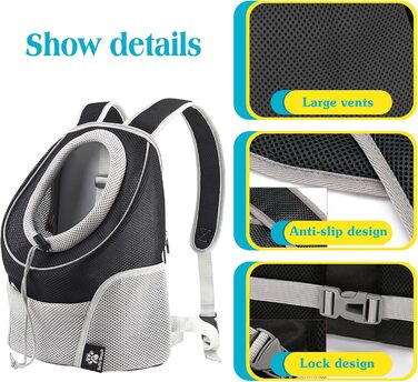 Рюкзак для собак та котів PETCUTE: зручна переноска з висувною головою та знімним килимком, чорний