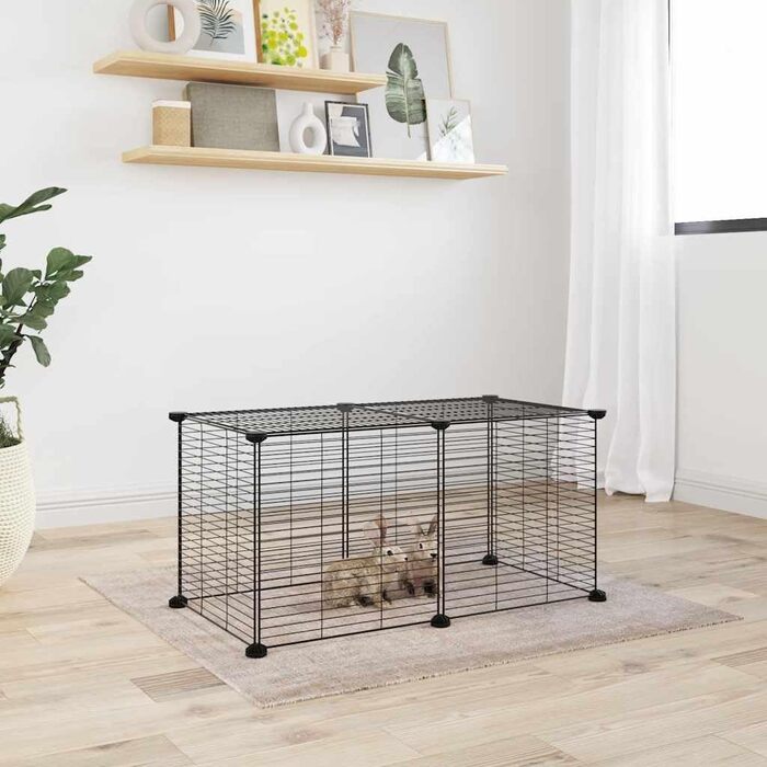 Клітка для тварин vidaXL, 8 елементів, сталева, 35x35 см, чорна – для кроликів, цуценят, дрібних тварин