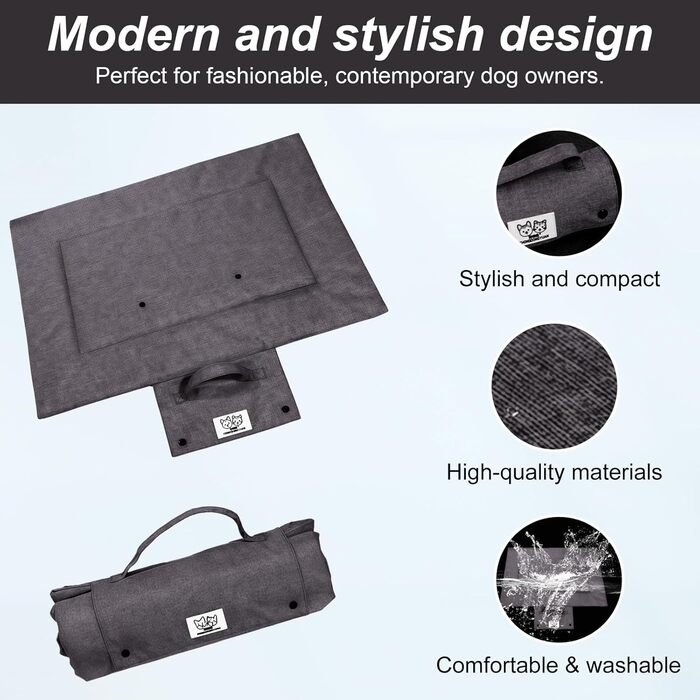 Лежанка для собак і котів, килимок для собак у дорогу, водонепроникний, з можливістю прання та складання, для внутрішнього та зовнішнього використання, кемпінг, подорожі (Сірий, S)