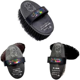 Набір щіток для коней Haas Grummeleinhorn (3 шт.) | Догляд за шерстю коней | Видаляє пил, бруд та відмерле волосся | Набір аксесуарів для коней чорного кольору