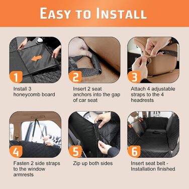 Накладна на сидіння автомобіля для собак Gimars, 157x137 см, велика, зносостійка, водовідштовхувальна, універсальна, з передньою кришкою та оглядовим вікном (чорний&оранжевий)