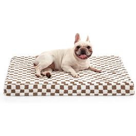 Ортопедичне ліжко для собак великих порід JOEJOY, 91.4 x 68.6 см, коричневе. Знімний, пральний чохол, м'який плюш, Memory Foam.