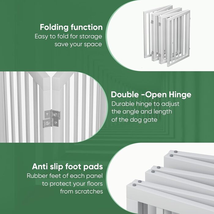 Гілка для собак з бамбука, перегородка для кімнати, 3 панелі, ширина 55 дюймів, білий колір