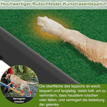 Рампа для собак з штучним газоном, складана, для автомобіля, 156 x 40 см, до 90 кг, зелена