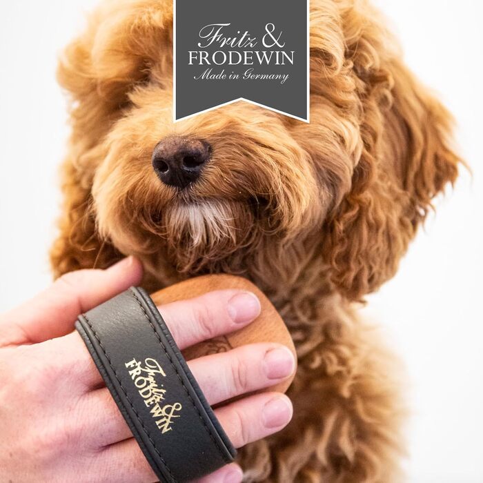 Щітка для собак з довгим волоссям Fritz & Frodewin Pertunia | Преміум-щітка для догляду за шерстю | З натурального дерева та шкіряного ремінця | Зроблено в Німеччині