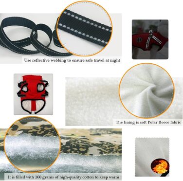 Водонепроникна зимова куртка для собак з інтегрованим шлейкою, зручна та регульована, з відбиваючими елементами. Підходить для маленьких та великих собак.