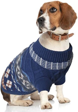 Теплий зимовий светр для собак маленьких порід з отвором для шлейки, блакитний (S)