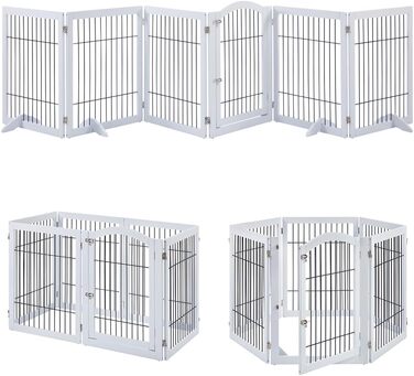 Універсальна металева захисна перегородка Unipaws для каміна та собак, біла, складна, 6 панелей, без свердління, із 4 опорними ніжками, огорожа для сходів та щенят